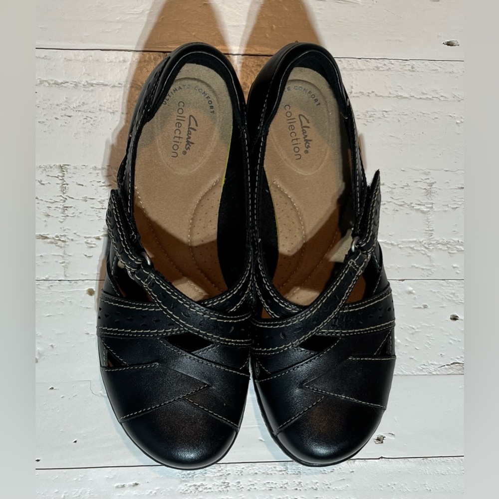 Clarks Bendables Ashland Spin Black Leather MJ Comfort Loafers Size 7 NWOT
